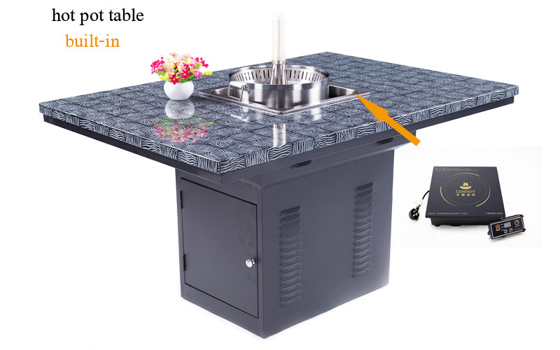 induction cooker and lift hot pot built-in the CENHOT Commercial Restaurant Hot Pot Table
