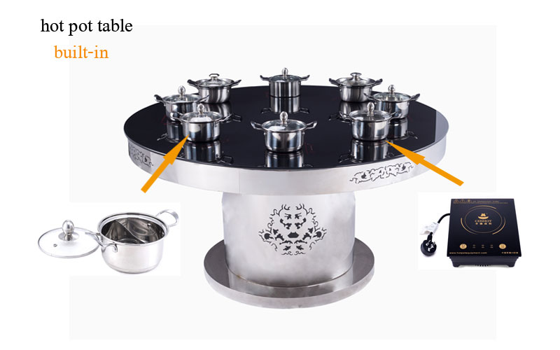 Hiding Magnetic Glass Hot Pot Table with the induction cooker - CENHOT