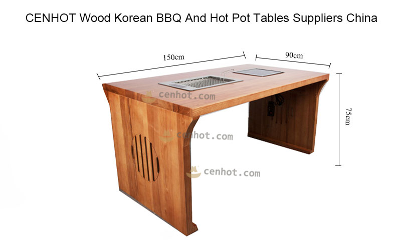 CENHOT Wood Korean BBQ And Hot Pot Table size