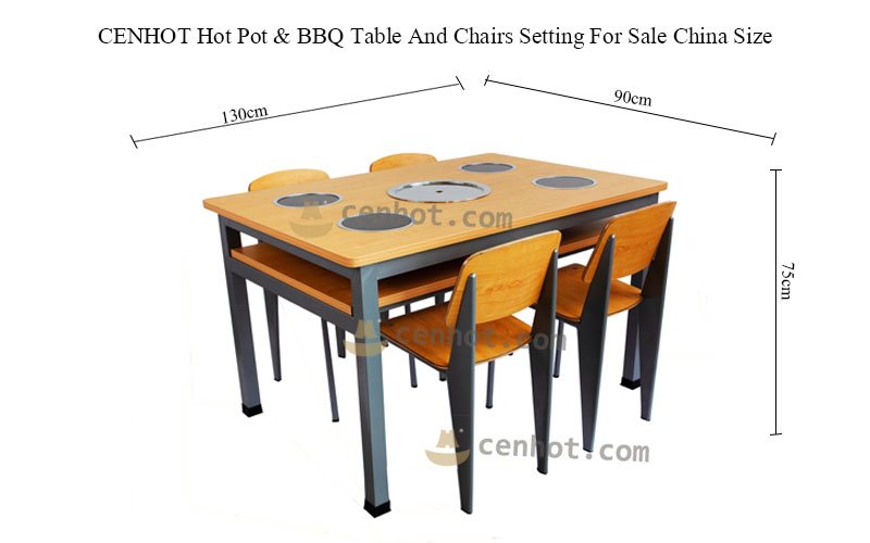 CENHOT Hot Pot & BBQ Table And Chairs Setting size