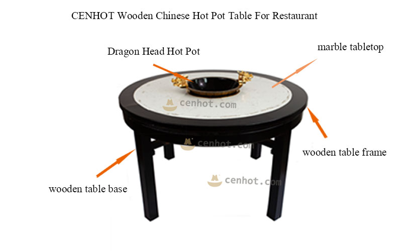 CENHOT Wooden Chinese Hot Pot Table For Restaurant 