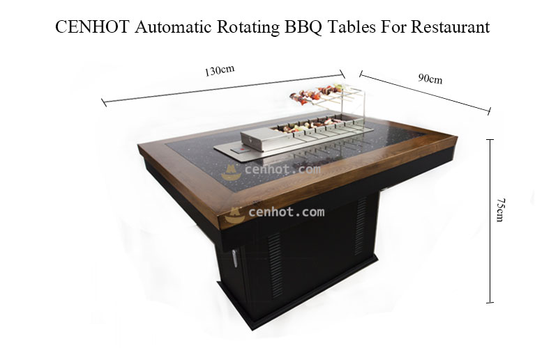 Automatic Rotating BBQ Table's size - CENHOT